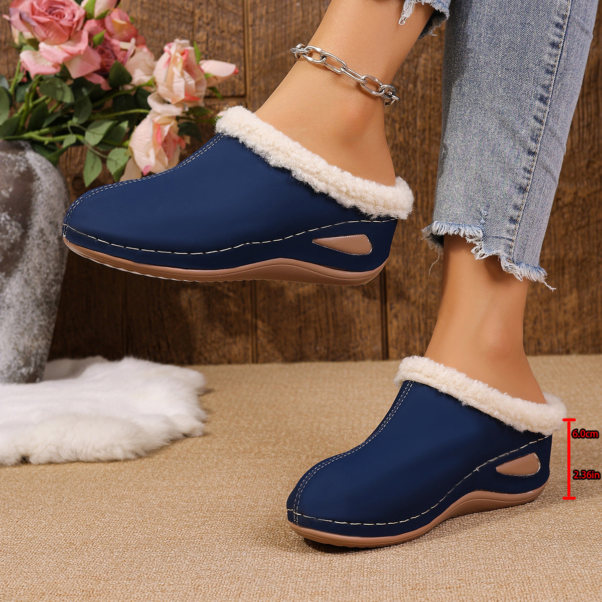 Fashion Plush Slippers Outdoor Wedges Sandals Women's Garden Shoes