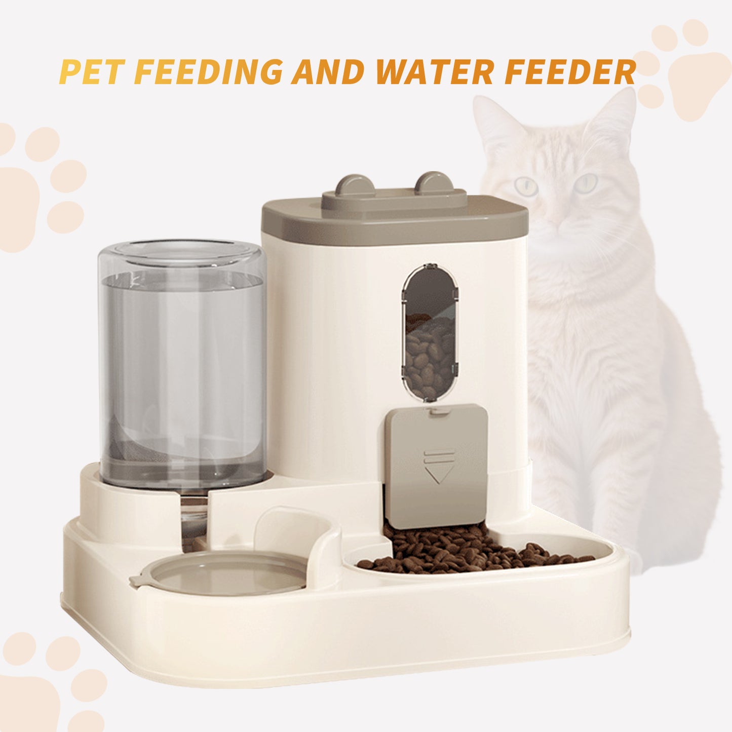 Fully Automatic Cat Feeder with Water Dispenser – 2-in-1 Food & Water Feeding System