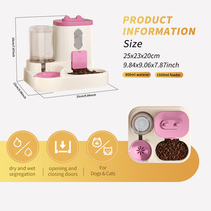 Fully Automatic Cat Feeder with Water Dispenser – 2-in-1 Food & Water Feeding System
